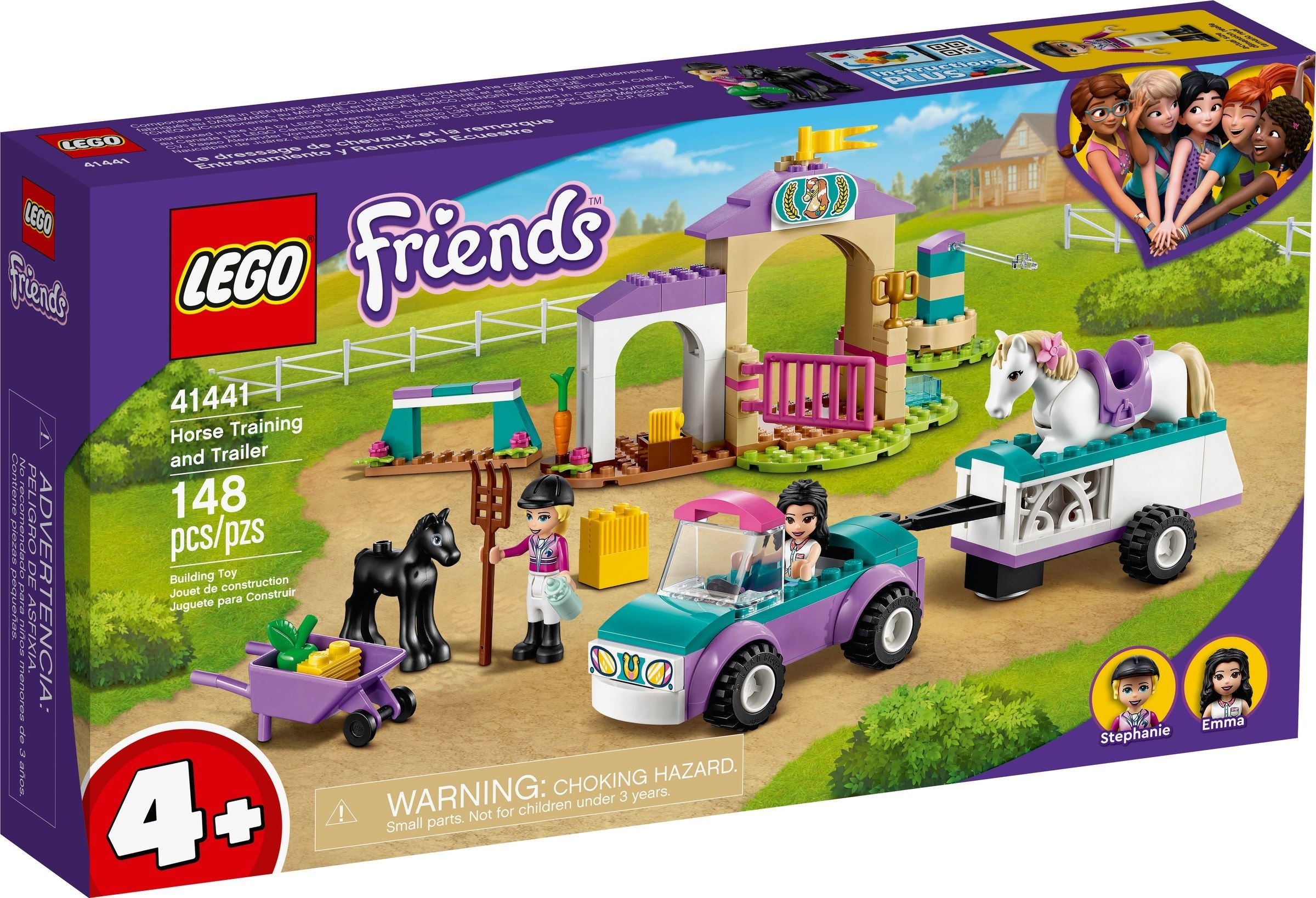 Enclos d'entraînement LEGO Friends et remorque à chevaux 41441