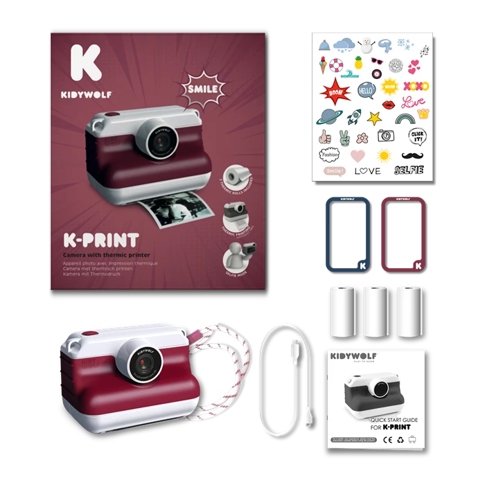 Kidywolf Sofortbildkamera m. Selfiefunktion, rot