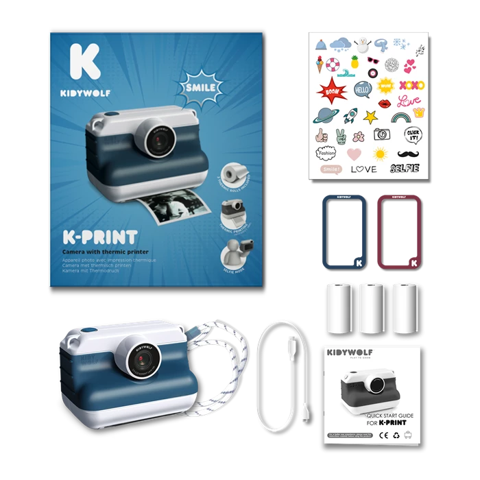 Kidywolf Sofortbildkamera m. Selfiefunktion, blau