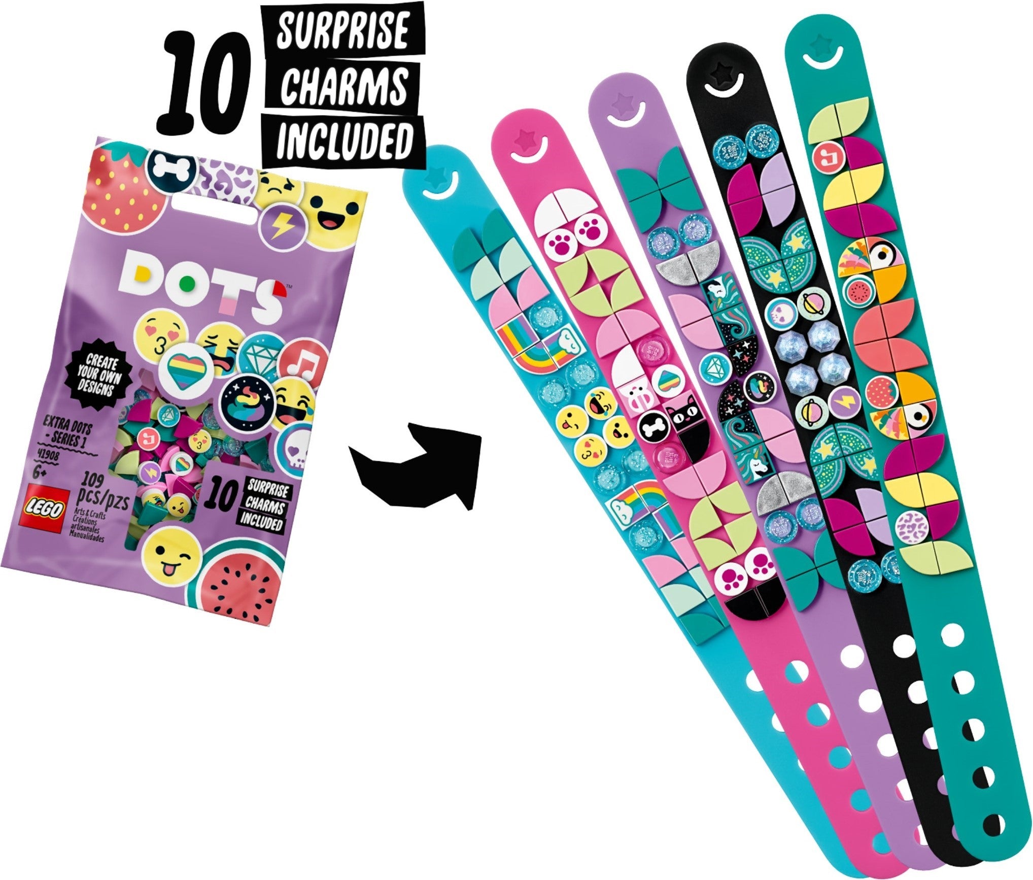 Ensemble d'extension de bracelet LEGO DOTS Smiley 41908