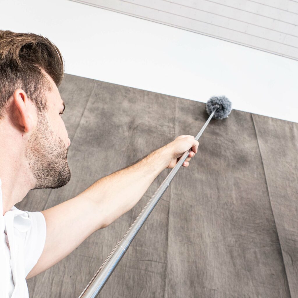CREaCLEAN Mikrofaser Staubwedel mit extra langem Teleskopstiel grau/weiss