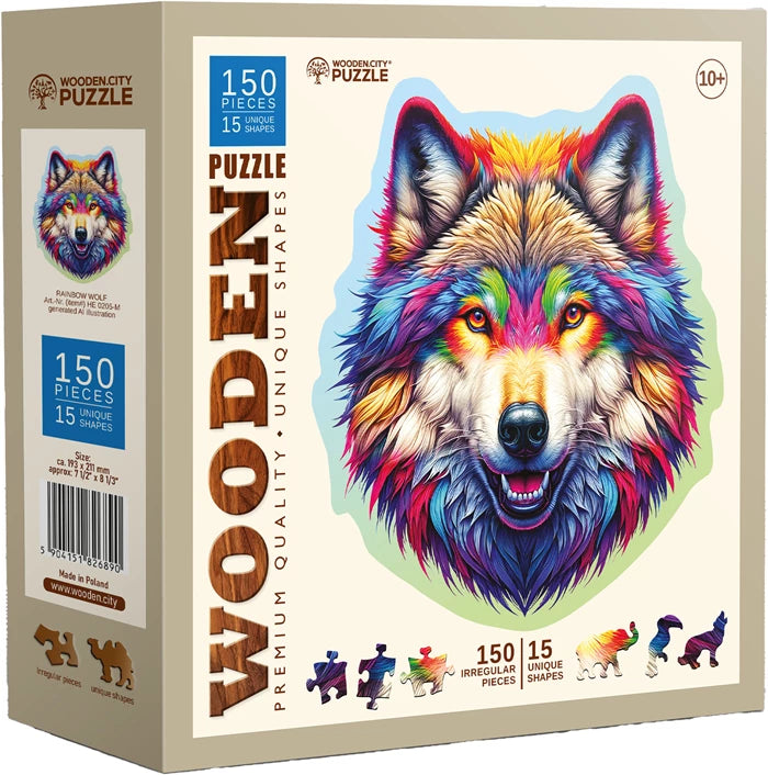 Wooden City Puzzle Holz M Rainbow Wolf