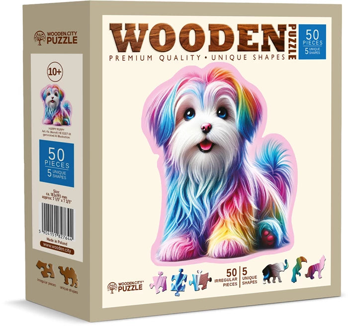 Wooden City Puzzle Holz M Puzzle Happy Puppy