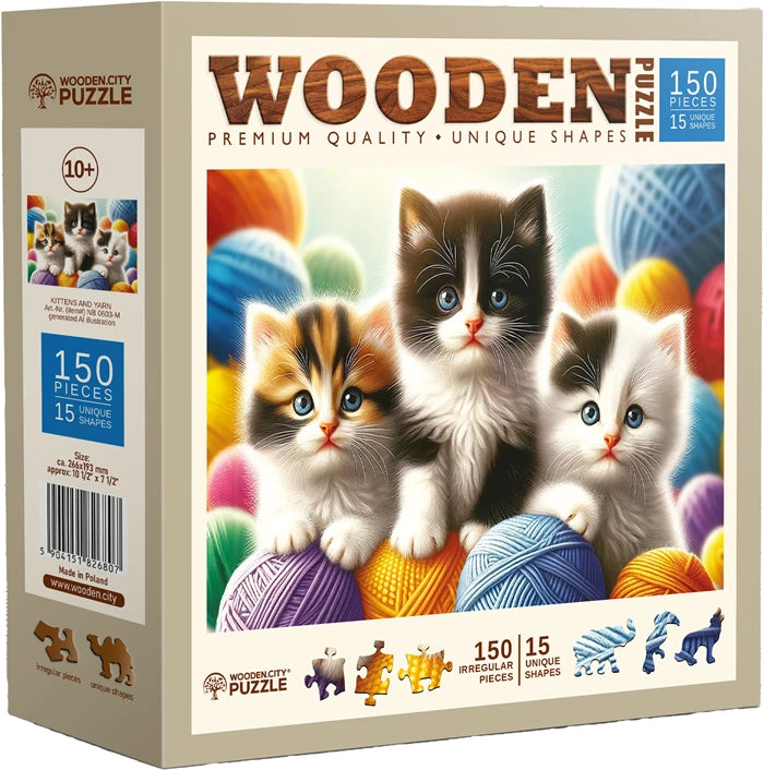Wooden City Puzzle Holz M Kittens and Yarn