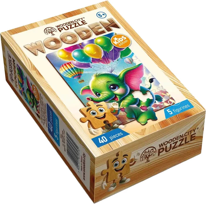 Wooden City Puzzle Holz Kinder Flying Elefant