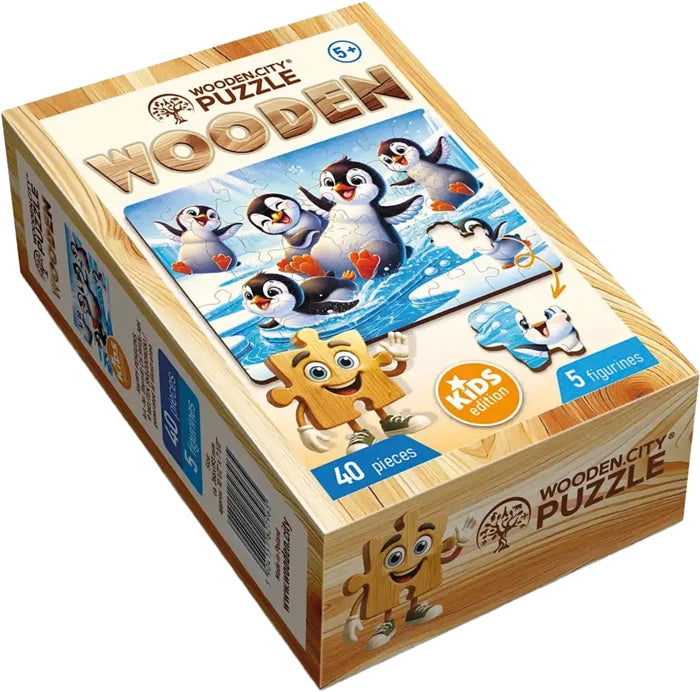 Wooden City Puzzle Holz Kinder Happy Penguins