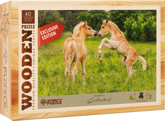 Wooden City Mini-Puzzle Holz Fohlen