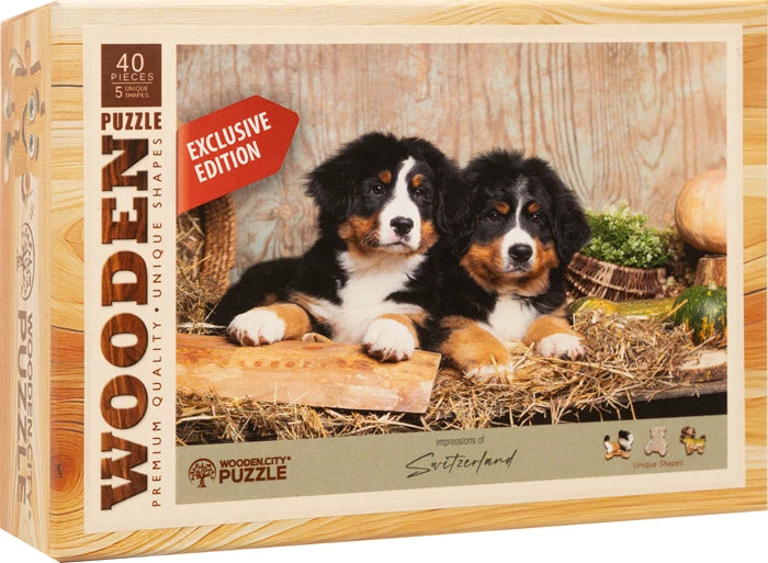 Wooden City Mini-Puzzle Holz Welpen