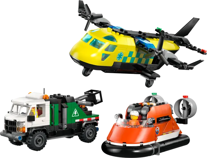 LEGO City Kombinationsset mit Flugzeug, Wartungsfahrzeug und Luftkissenboot 60505