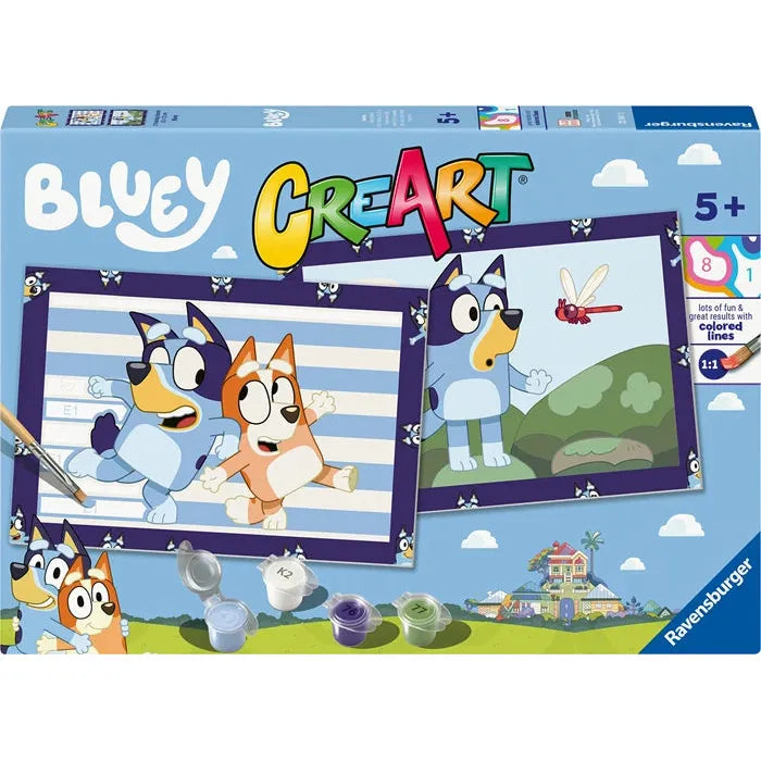 CreArt Bluey, d/f/i Malen nach Zahlen, 32x22 cm, 2 Bilder, ab 5 Jahren