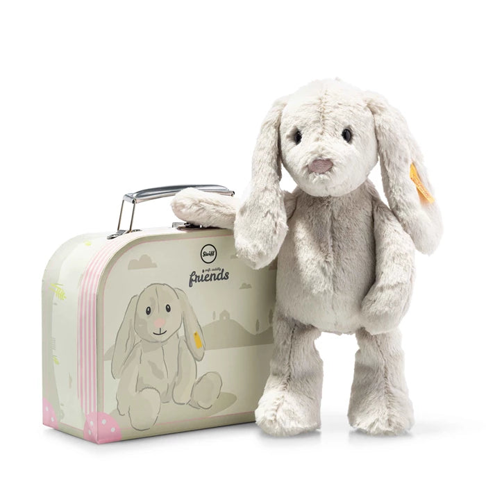 Steiff Hoppie Hase im Koffer hellgrau 26cm