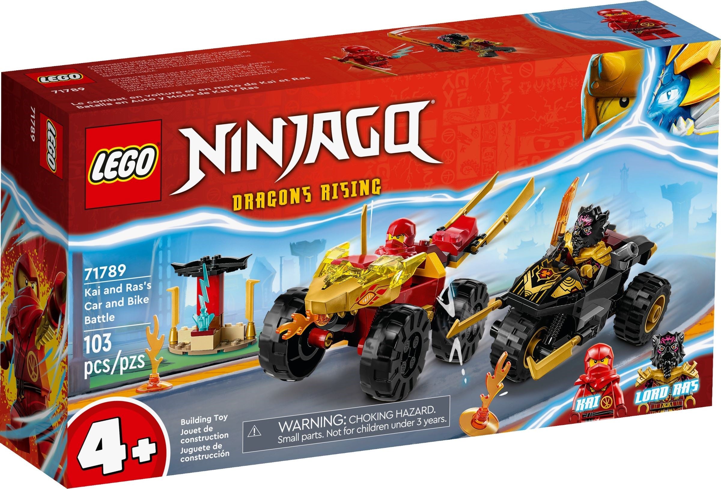 LEGO Ninjago Verfolgungsjagd mit Kais Flitzer und Ras' Motorrad 71789