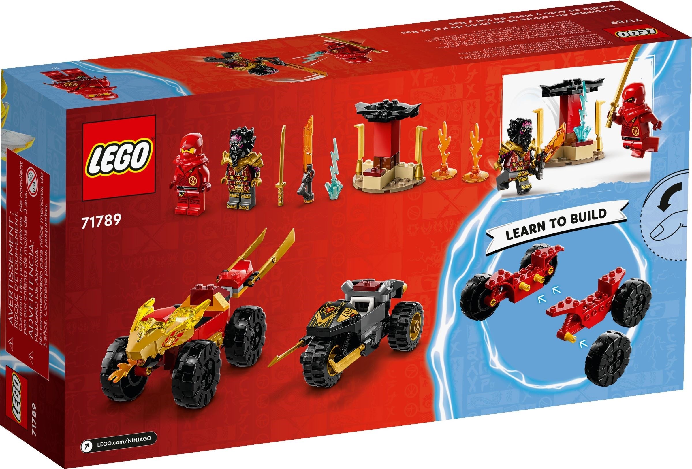 LEGO Ninjago Verfolgungsjagd mit Kais Flitzer und Ras' Motorrad 71789