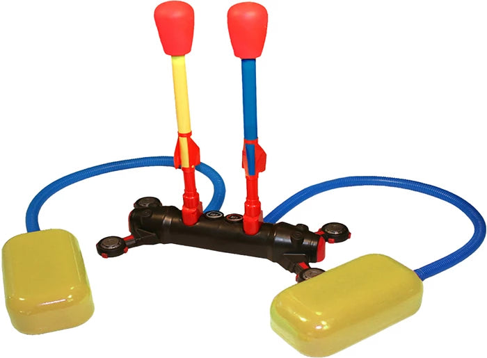 Stomp Rocket Dueling Doppel-Startrampe, 4 Raketen, Flughöhe bis 80 m, ab 5 Jahren