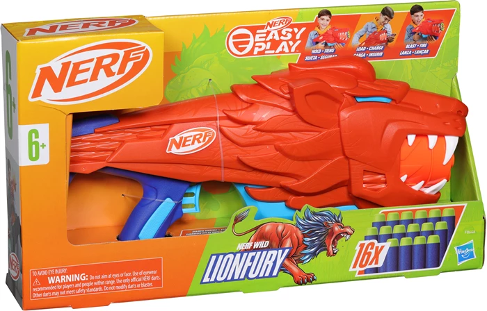 Nerf Junior Wild Lionfury Blaster im Löwendesign, 16 Elite 2.0 Darts, ab 6 Jahren