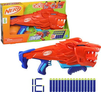 Nerf Junior Wild Lionfury Blaster im Löwendesign, 16 Elite 2.0 Darts, ab 6 Jahren