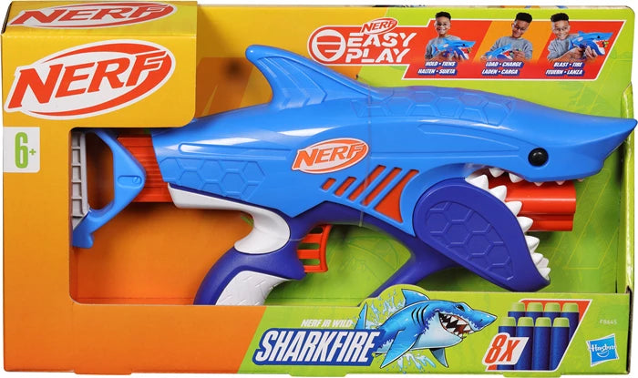 Nerf Junior Wild Sharkfire Blaster im Haifisch-Look, 8 Elite 2.0 Darts, ab 6 Jahren