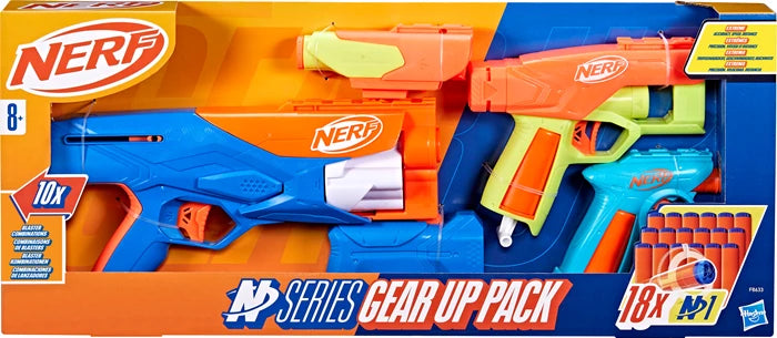 Nerf N Series Gear Up Pack 3 Blaster, 18 Darts N1, 2 Zubehörteile, ab 8 Jahren