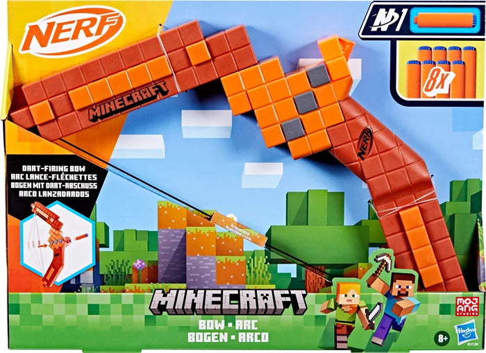 Nerf Minecraft Bogen Einzelschuss-Armbrust, 8 Darts N1, ab 8 Jahren