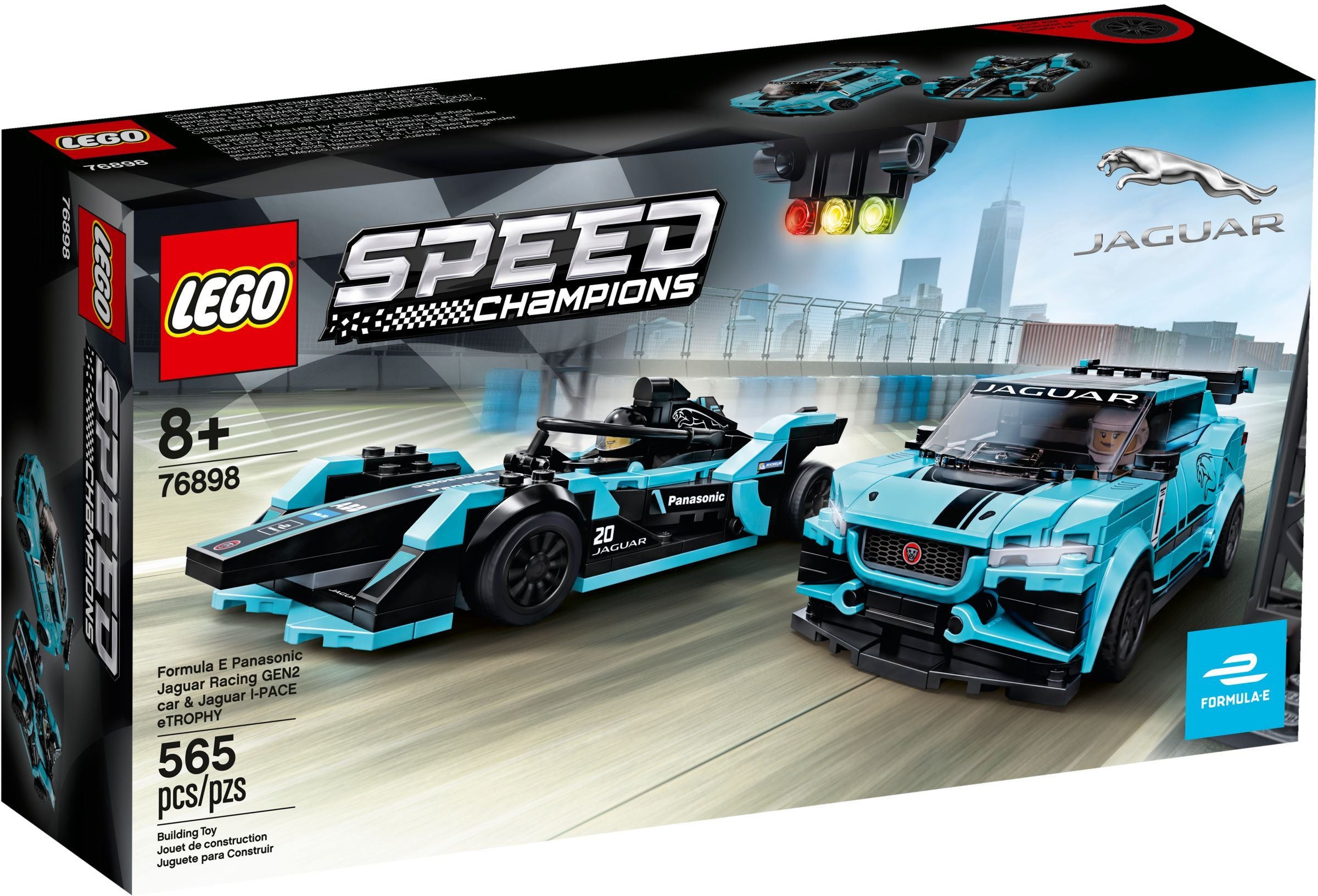 LEGO Speed Champions Formula E Panasonic Jaguar Racing GEN2 car & Jaguar I-PACE eTROPHY 76898