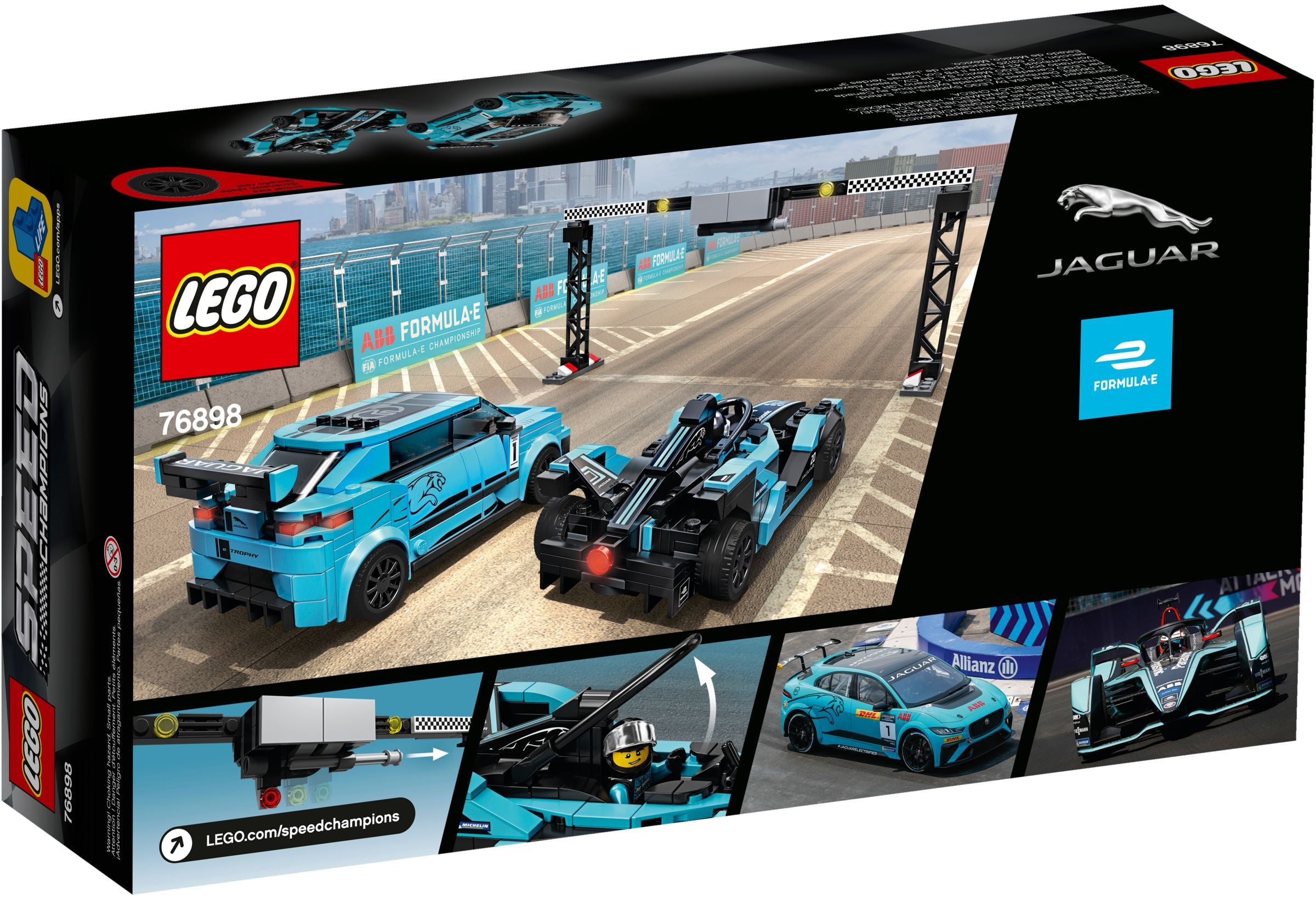 LEGO Speed Champions Formula E Panasonic Jaguar Racing GEN2 car & Jaguar I-PACE eTROPHY 76898