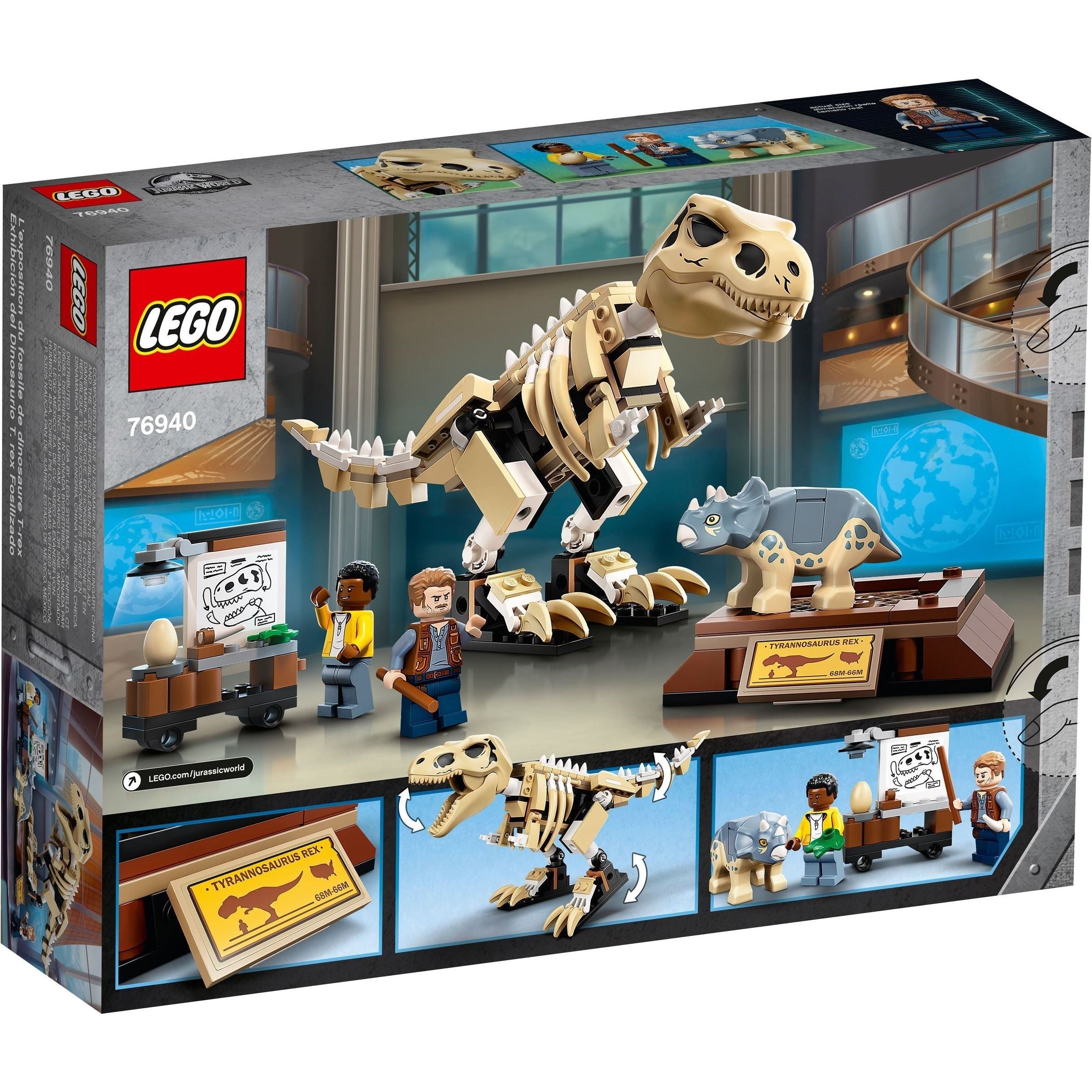 LEGO Jurassic World T. Rex dans l'exposition de fossiles 76940