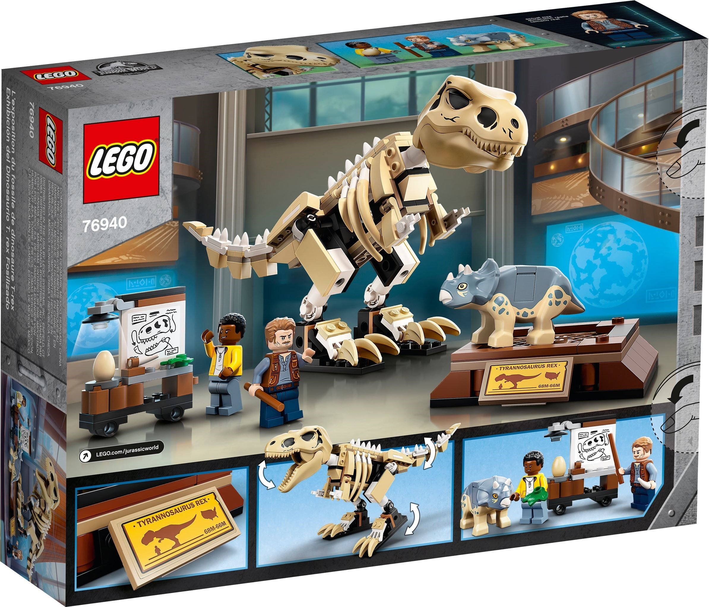 LEGO Jurassic World T. Rex dans l'exposition de fossiles 76940