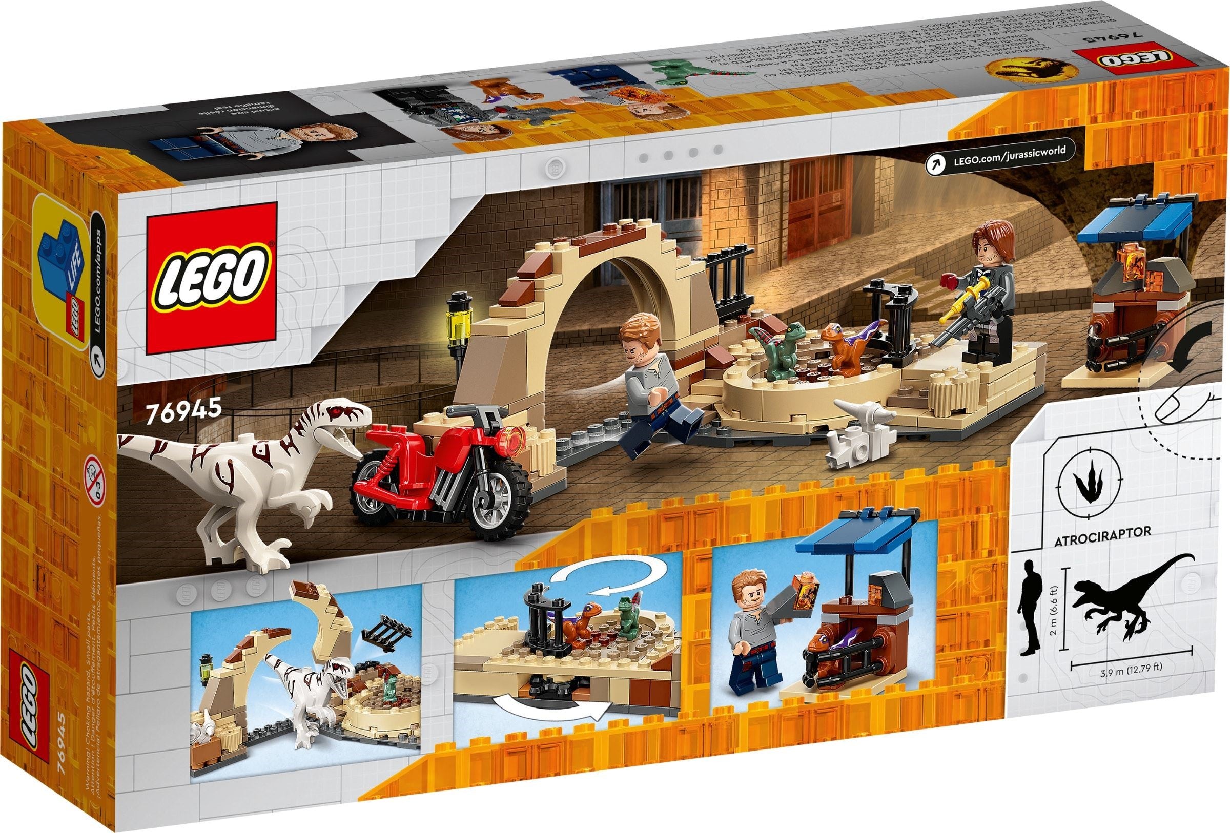 LEGO Jurassic World Atrociraptor: Motorradverfolgungsjagd 76945