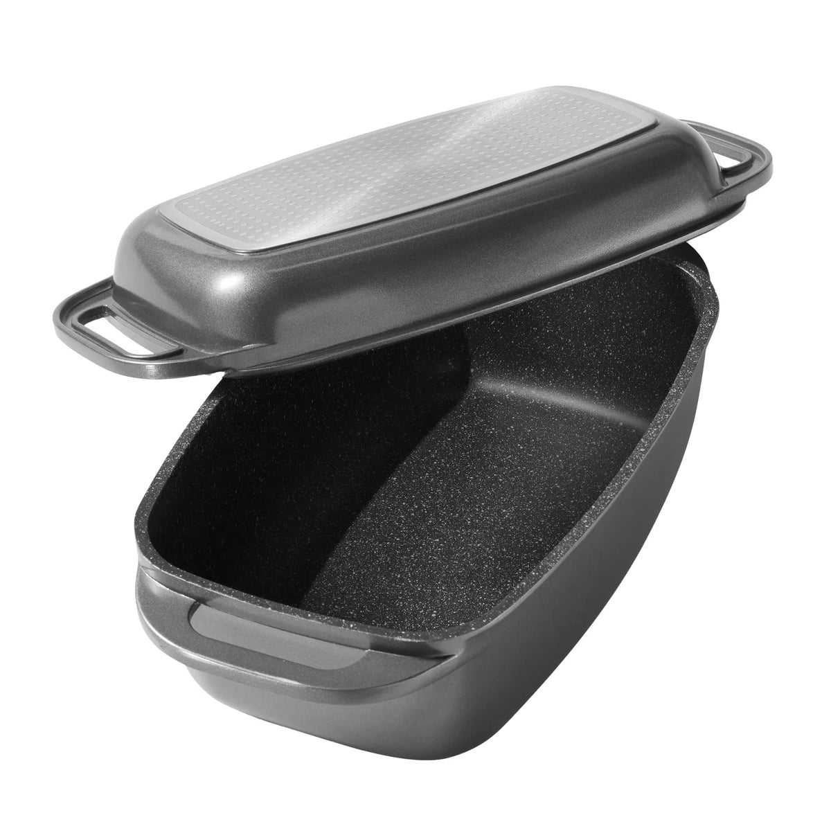 STONELINE® Bräter mit Alugussdeckel - Maße Bräter: 40 x 22 cm