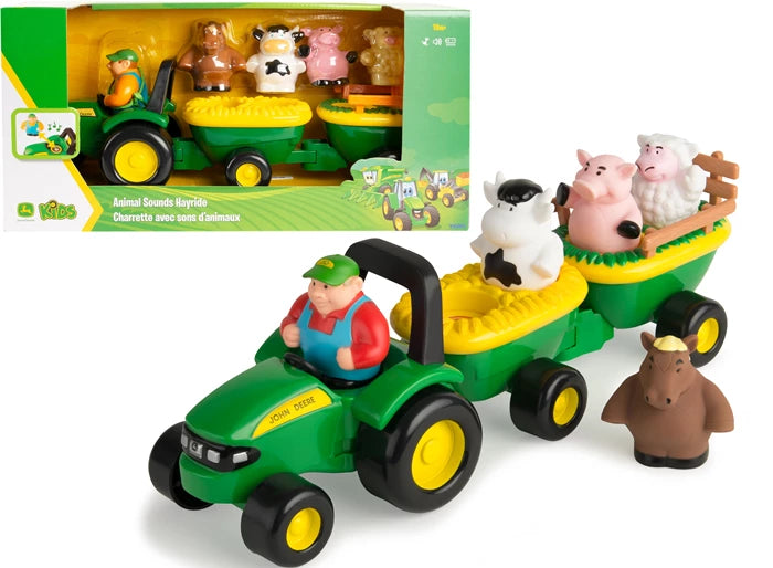 Tomy Tiergeräusche Heuwagen mit 4 Tieren
