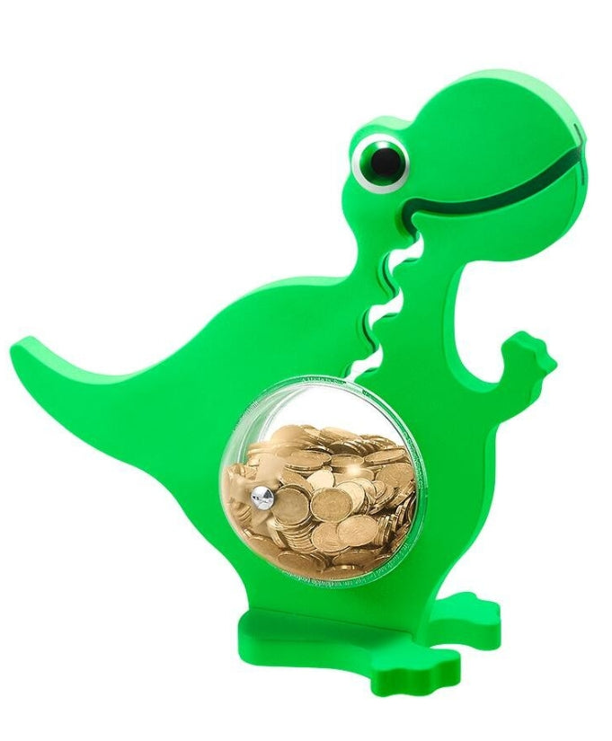 BigBellyBank Grüne einfarbige Kugelbahn-Spardose Dino aus Holz 40cm