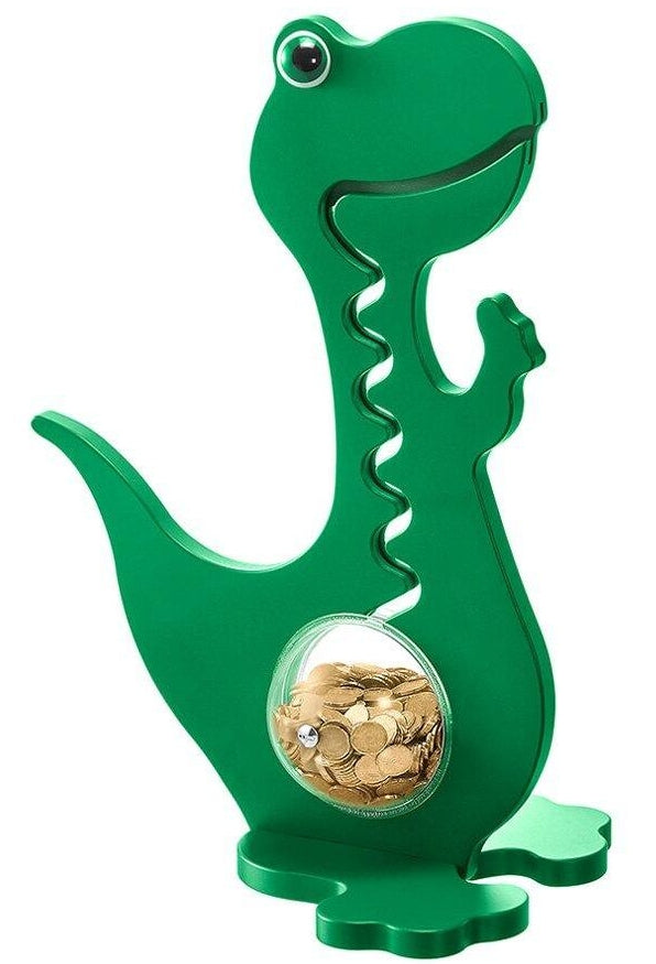 BigBellyBank Grüne einfarbige Kugelbahn-Spardose Dino aus Holz 60cm