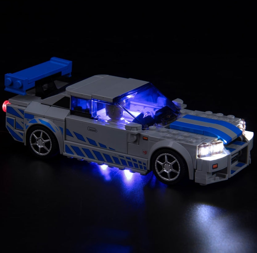 BrickBling LED Licht Set für LEGO 2 Fast 2 Furious Nissan Skyline GT-R (R34) Flitzer (42210) inkl. Fernbedienung