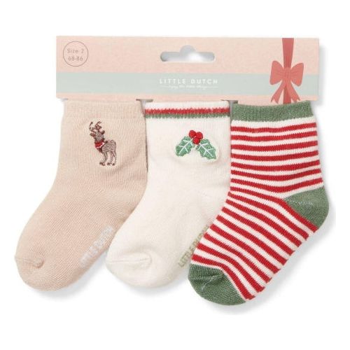 Little Dutch 3-pack Baby socks Christmas - size 1