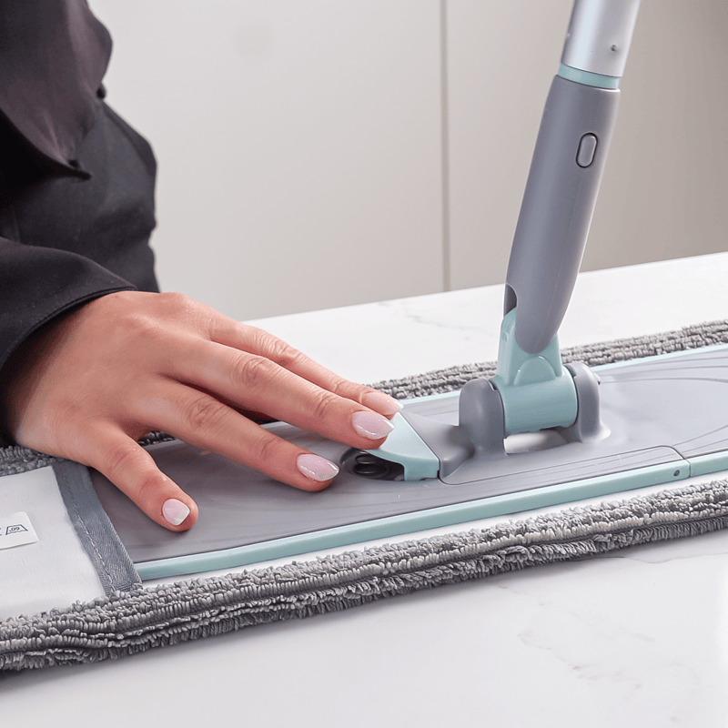 CREaCLEAN CrystalMop – Bodenwischer mit Teleskopstiel und Wischbezug (42 cm)