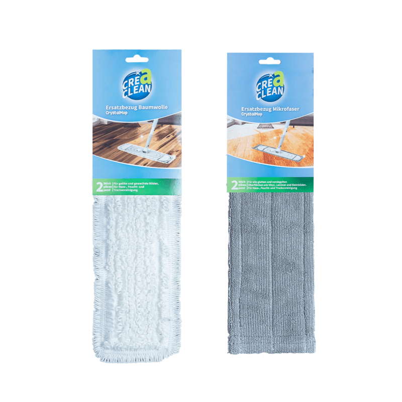 CREaCLEAN CrystalMop – Bodenwischer mit Teleskopstiel und Wischbezug (42 cm)
