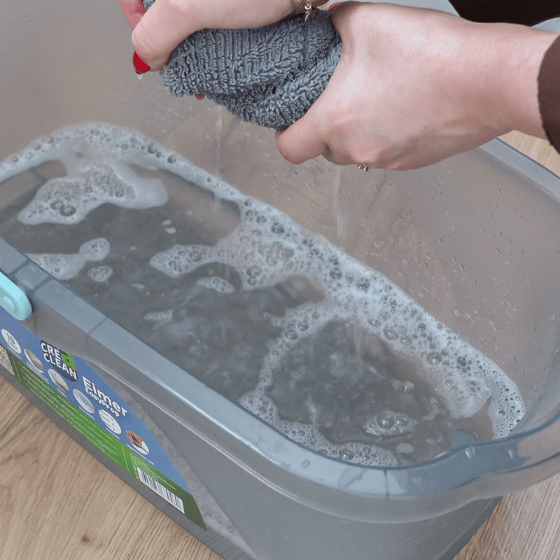 CREaCLEAN CrystalMop – Bodenwischer mit Teleskopstiel und Wischbezug (42 cm)