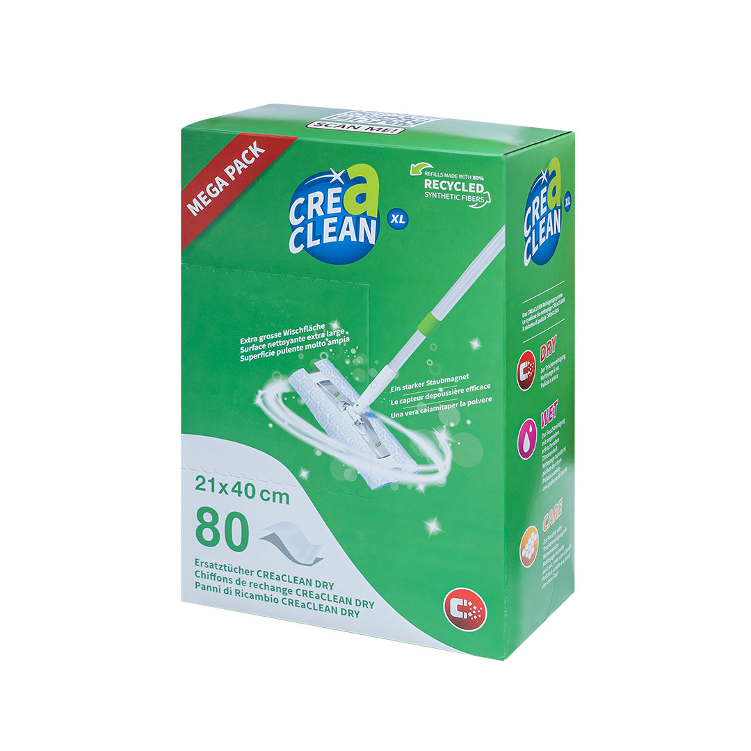 CREaCLEAN DRY XL · Trockene Ersatztücher MEGAPACK · 21x40cm, 80 Stück
