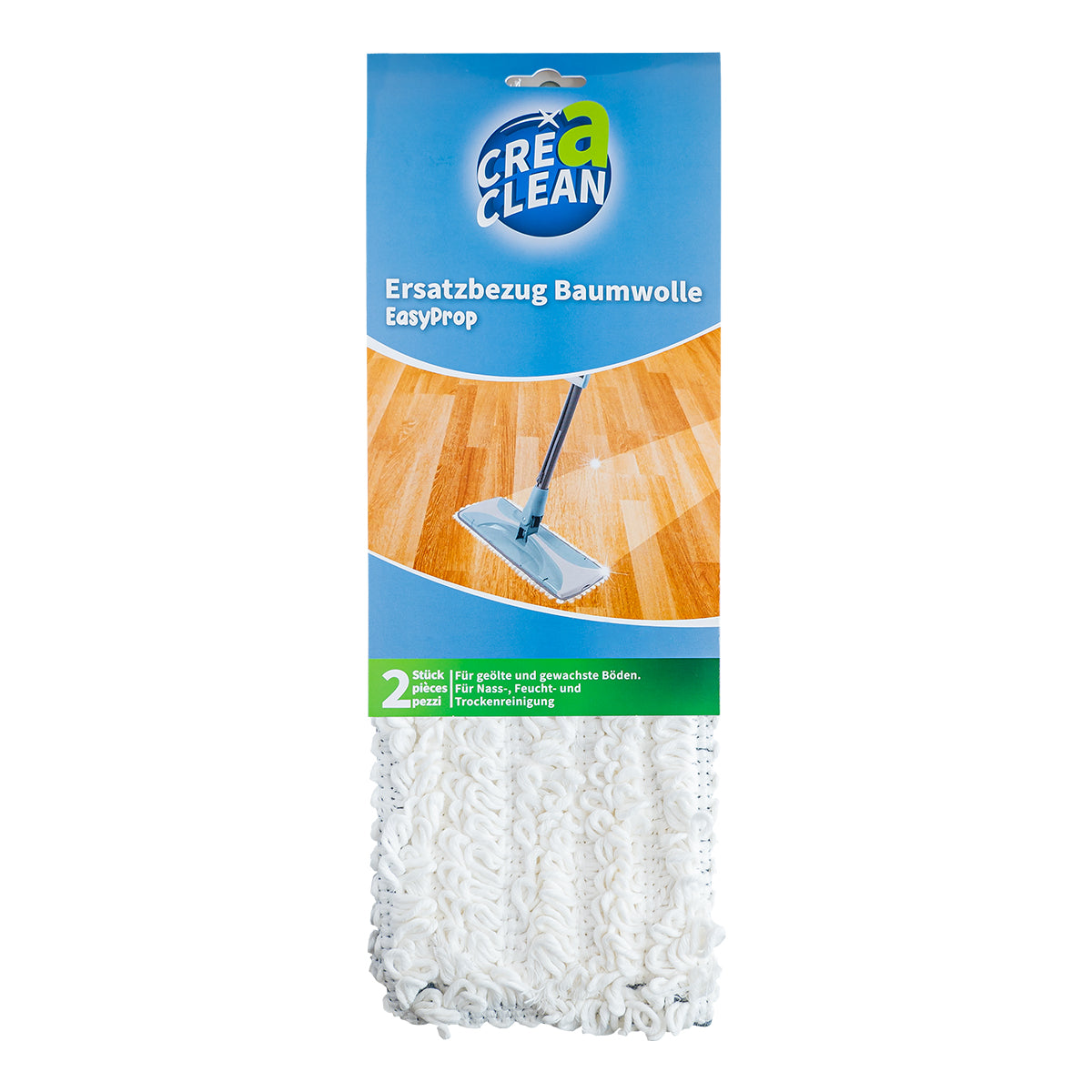 CREaCLEAN EasyProp – Ersatzpads Baumwolle Wischbezug, 2er Set