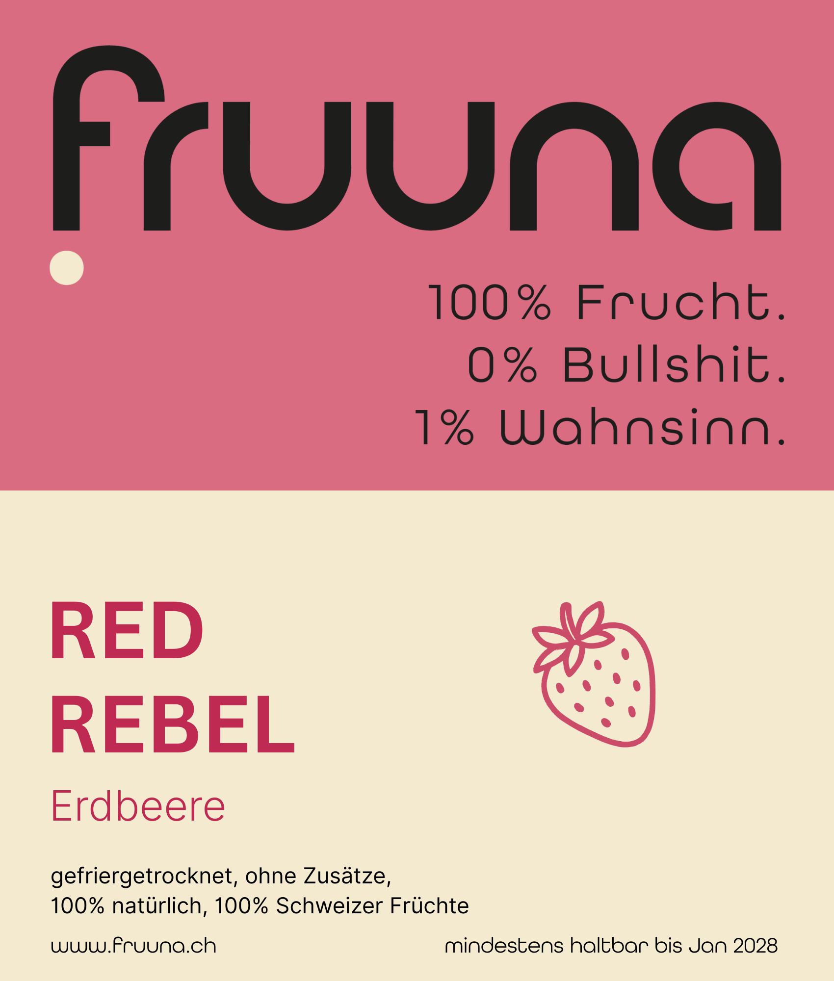 Fruuna Erdbeeren gefriergetrocknet, 60g