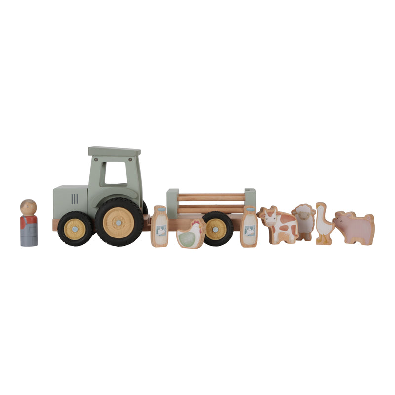 Little Dutch Traktor mit Anhänger Little Farm FSC