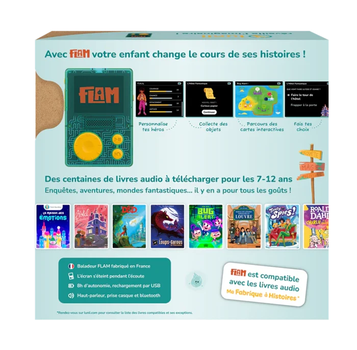 LUNII FLAM + COQUE LECTEUR DE LIVRES AUDIO 7-11 ANS (FR)