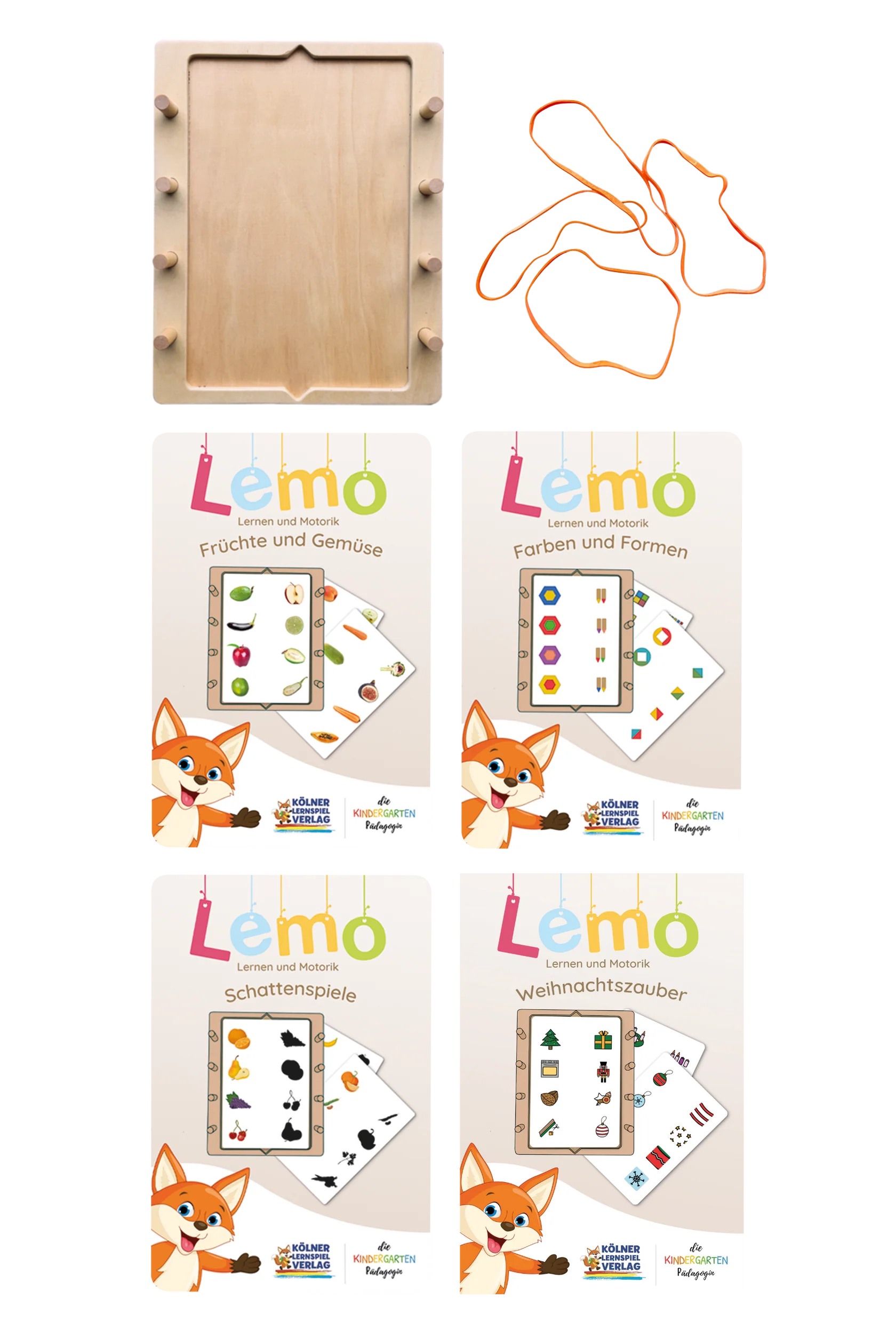 Kölner Lernspielverlag Lemo Starterset ab 3 Jahren: Holzrahmen + 4 Kartensätze