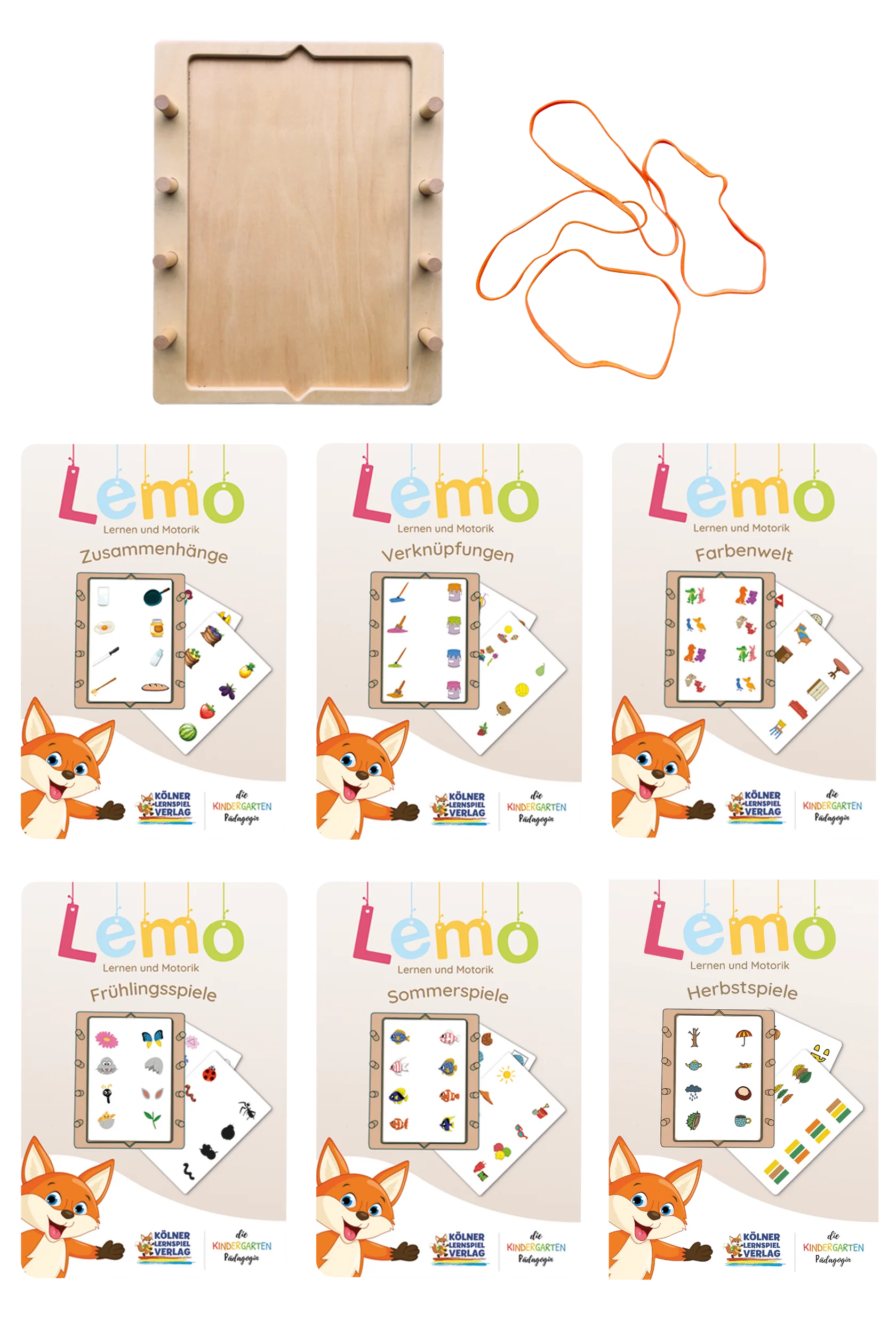 Kölner Lernspielverlag Lemo Starterset ab 4 Jahre: Holzrahmen + 6 Kartensätze