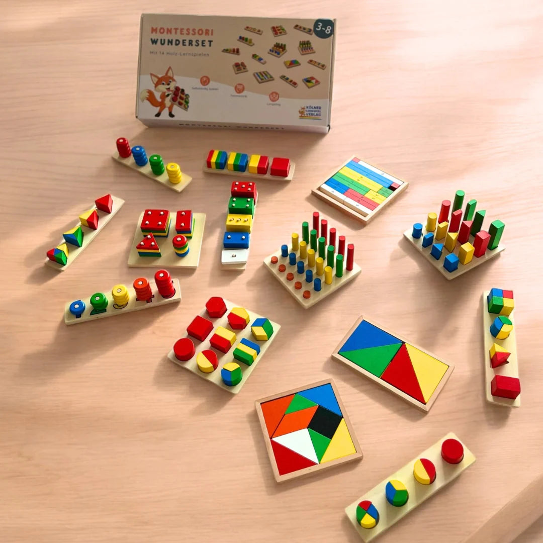 Kölner Lernspielverlag Mein Montessori Wunderset mit 14 Holz-Lernspielen