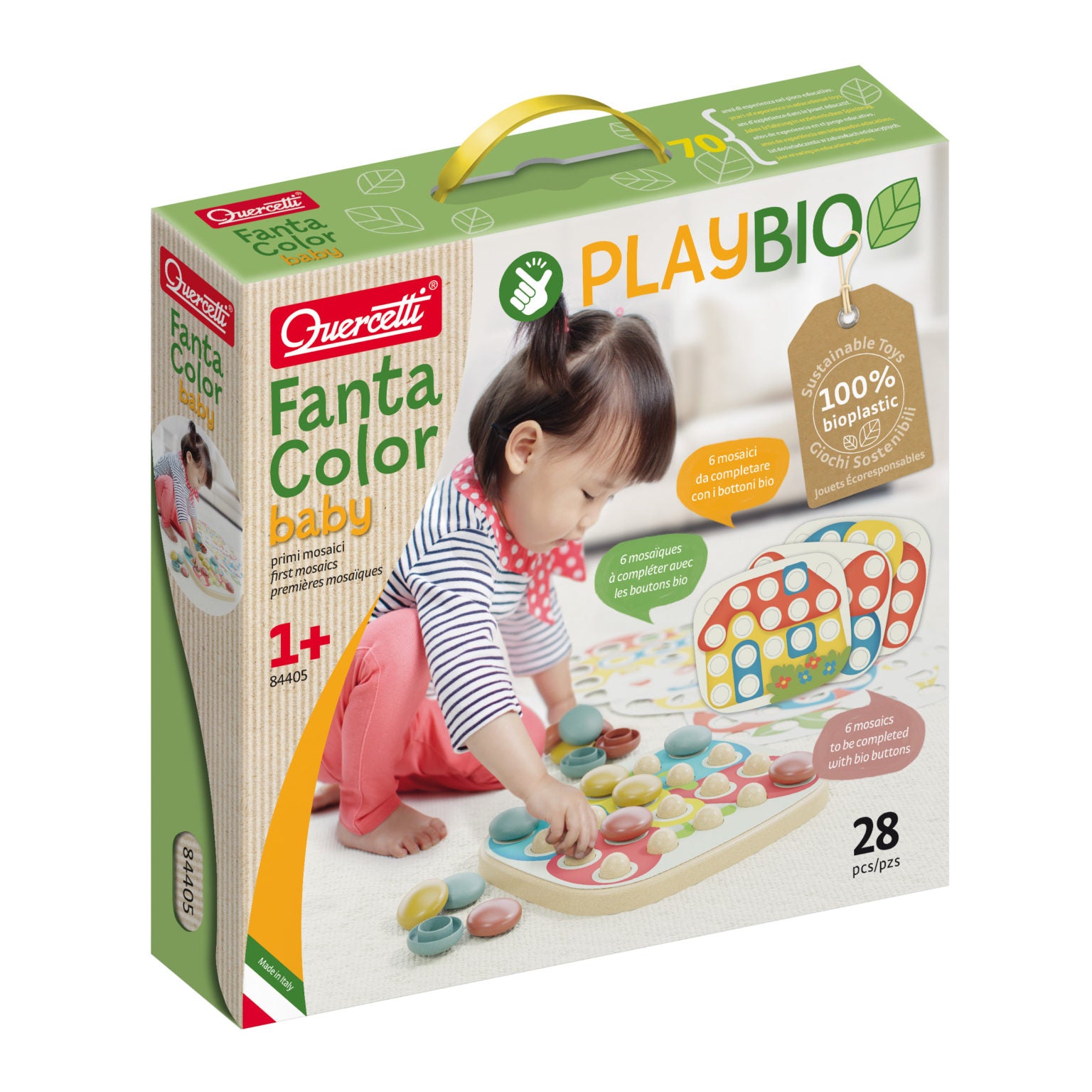 Quercetti PlayBio Mosaik-Steckspiel aus Biokunststoff: PlayBio FantaColor Baby