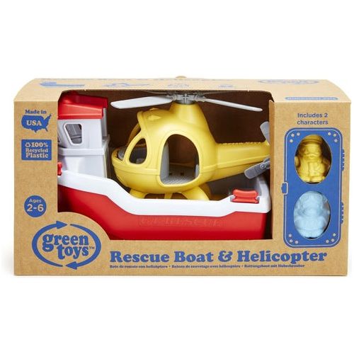 Green Toys Rescue Boat with Helicopter