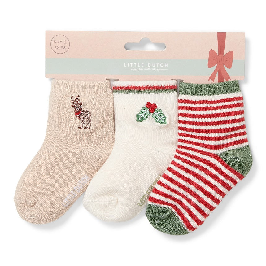 Little Dutch 3-pack Baby socks Christmas - size 1