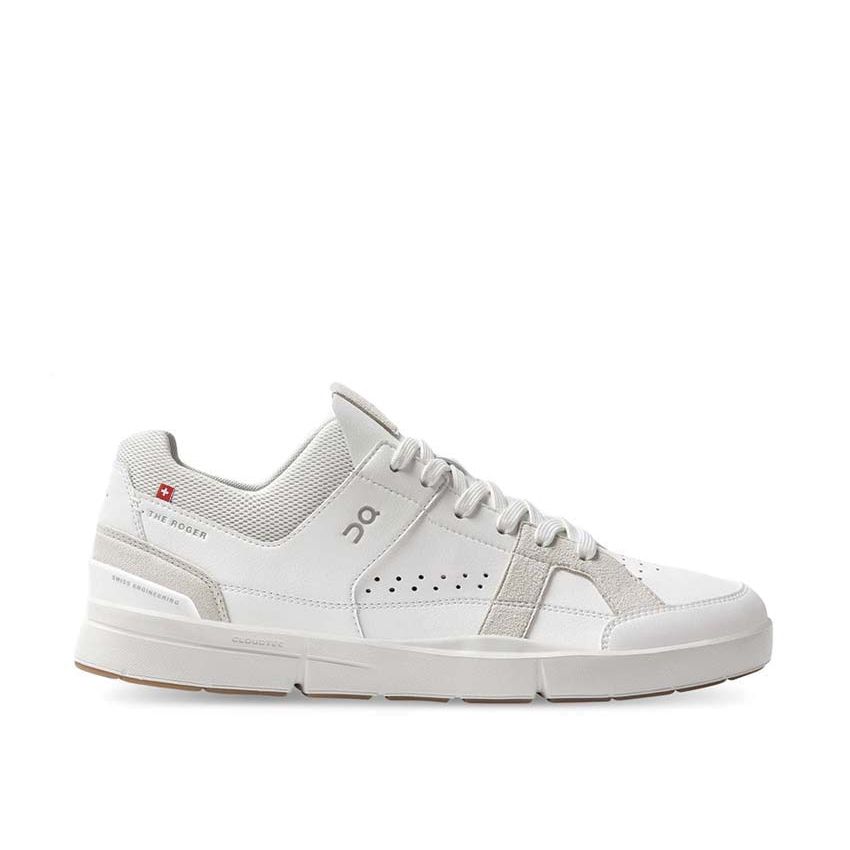 ON Herren Sneaker THE ROGER Clubhouse, Weiss, strukturiert.