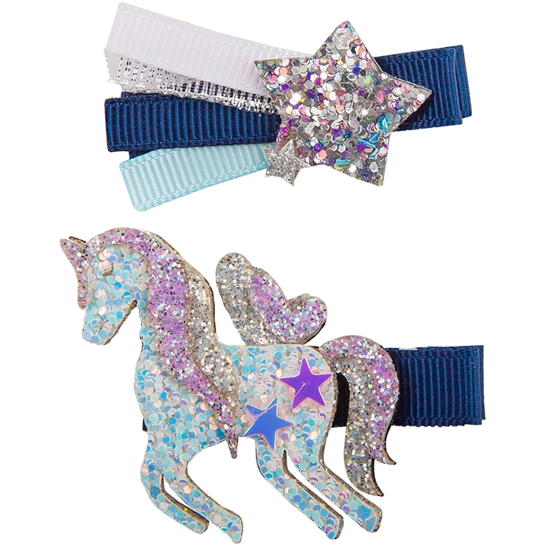 Haarclips Navy Unicorn